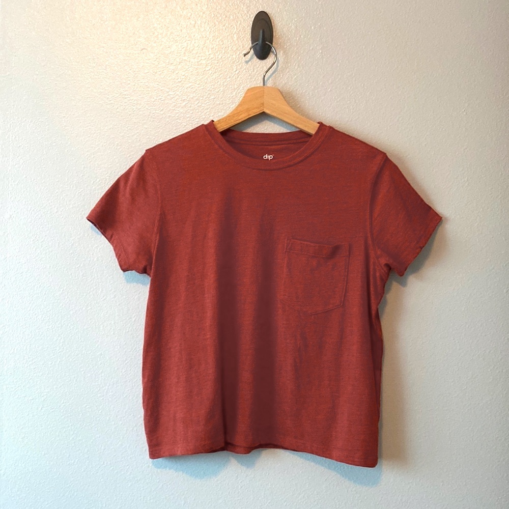3 for $10 Rust red/ orange boxy tee shirt front pocket